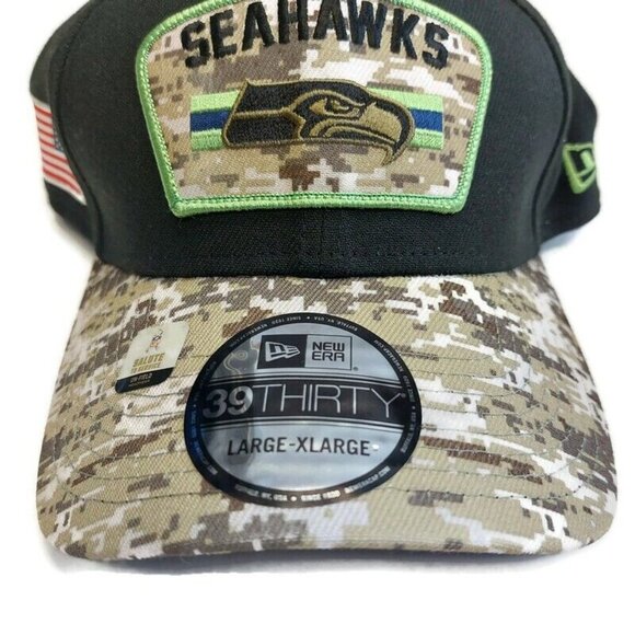 39Thirty New Era NFL Seattle Seahawks Fitted Hat Cap Salute To Service Size L-XL - Picture 2 of 7